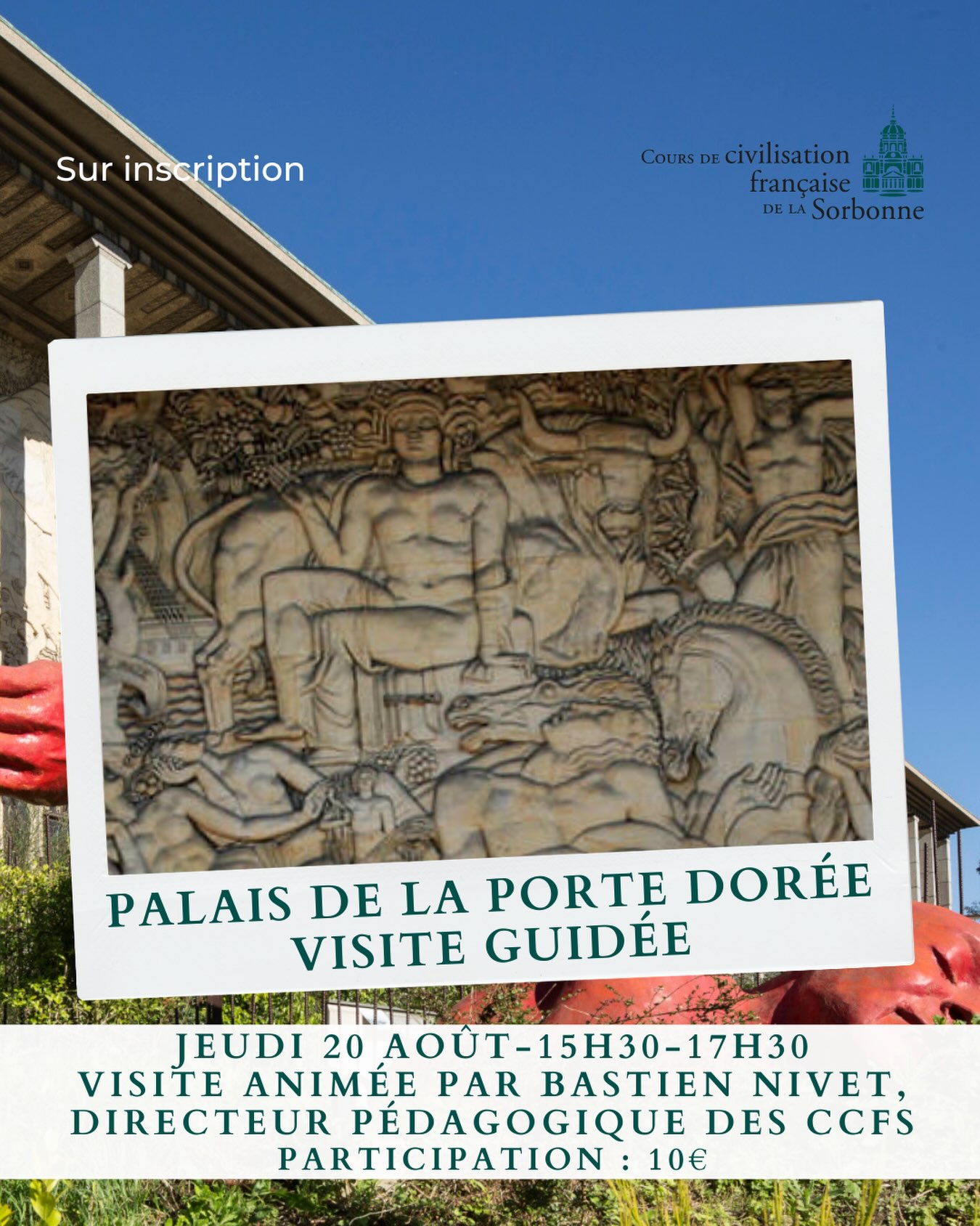 🏛️ Visite guidée — « Traces de la colonisation à Paris » au Palais de la Porte Dorée
Construit en 1931 pour l'Exposit