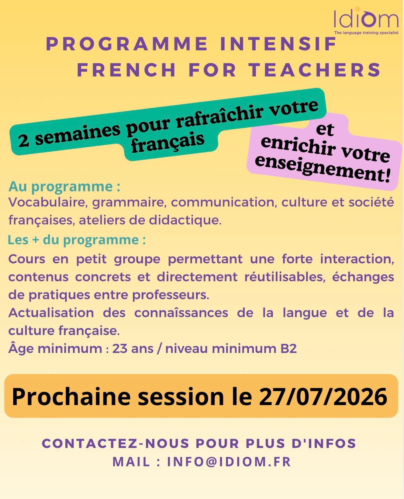 Enseignez le français avec confiance !
Vous êtes professeur de français à l’étranger et vous souhaitez enrichir vos pr