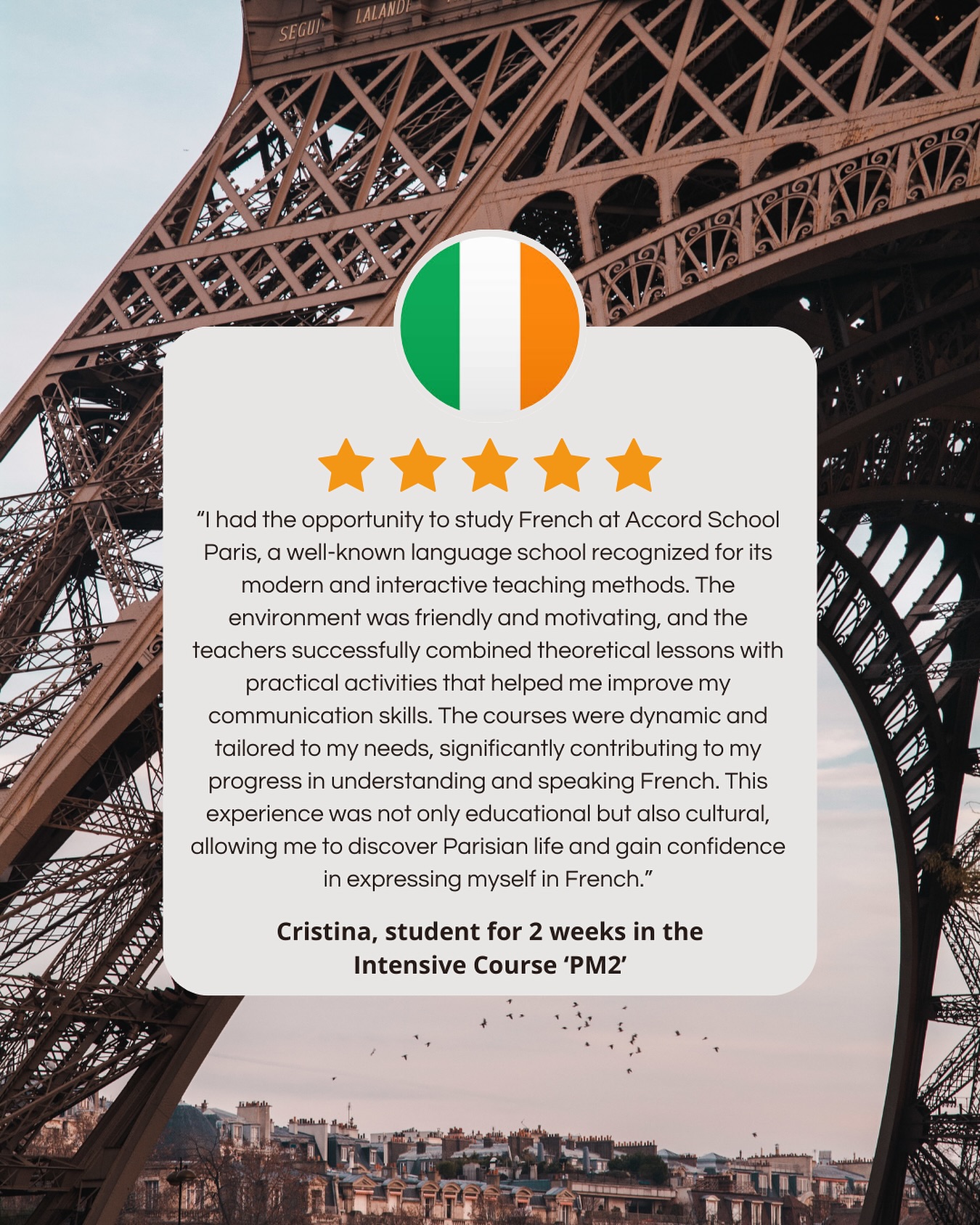Quel plaisir de découvrir l’avis écrit par Cristina 🇮🇪 sur Google !
En espérant pourvoir vous accueillir de nouveau