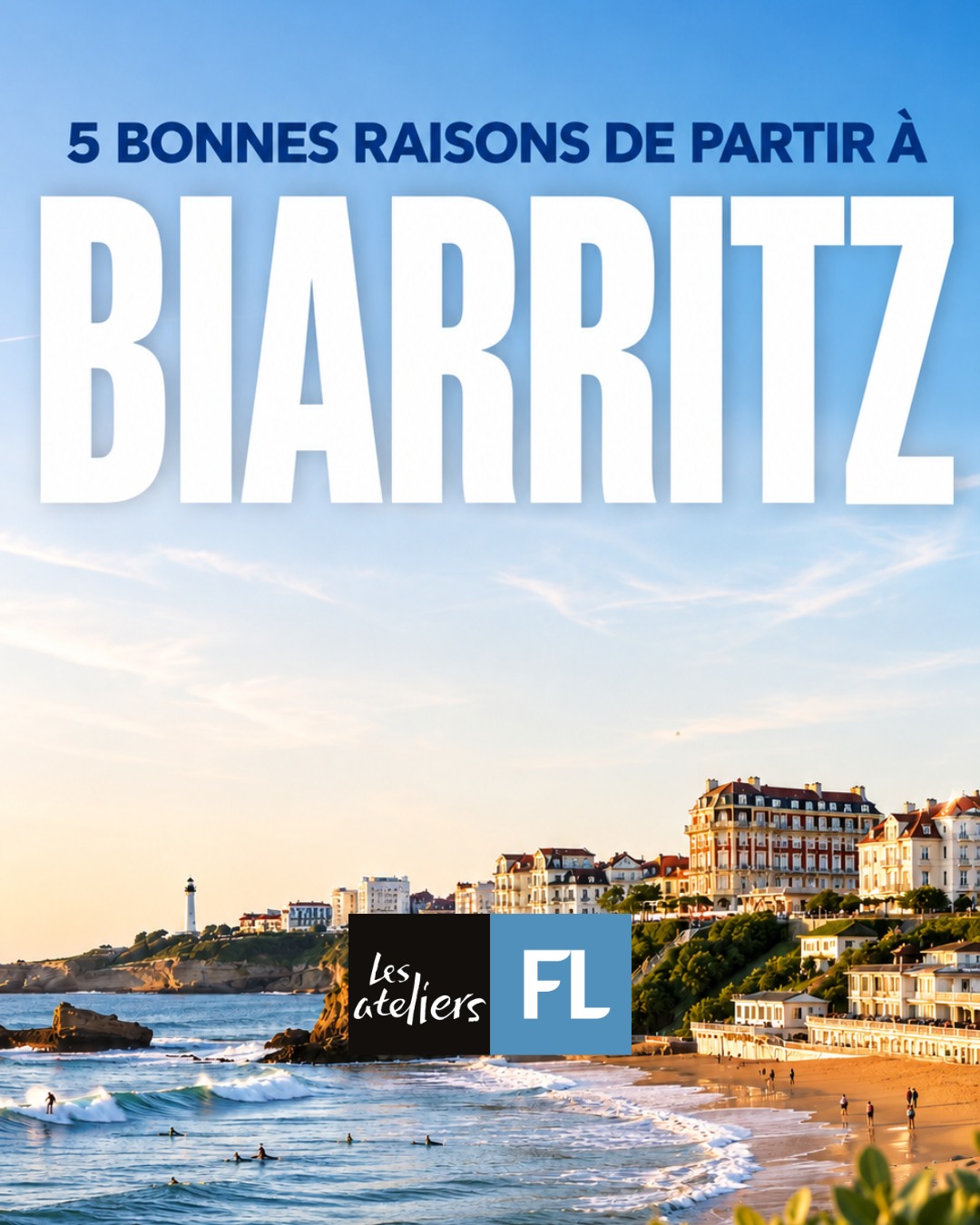 5 bonnes raisons de partir à Biarritz. 🌊
Entre océan et nature, surf et activités toute l'année, authenticité de la cu